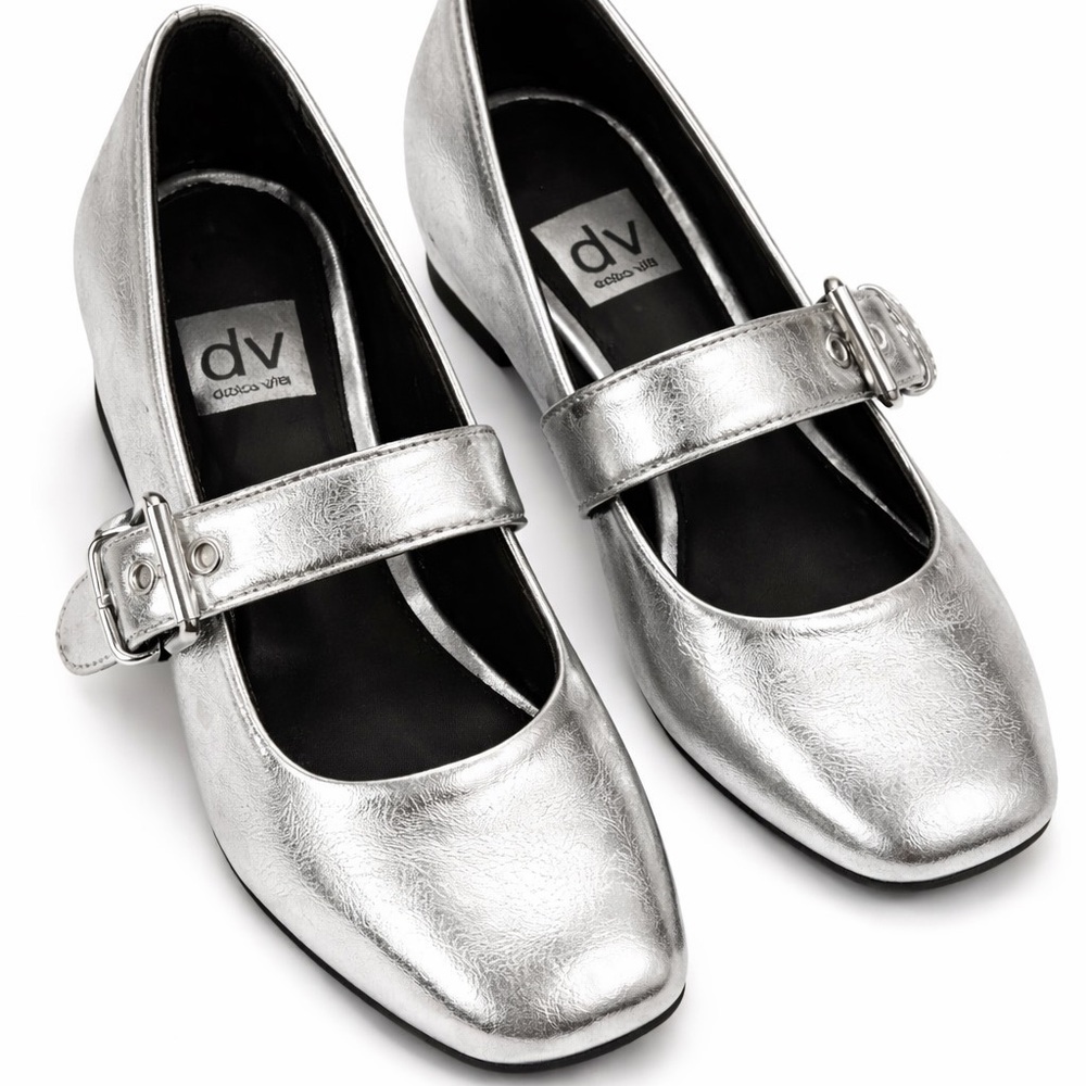 DV by Dolce Vita Metallic Silver Flats with Buckle